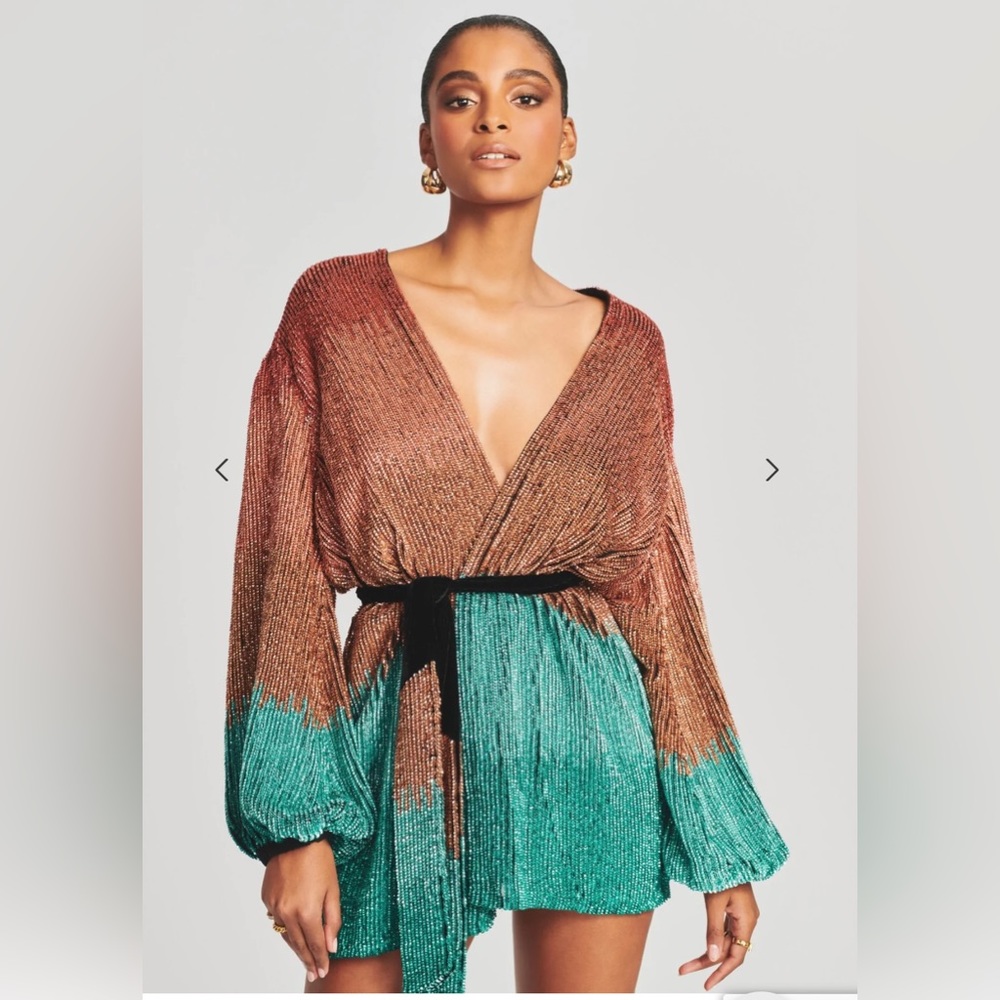 Retrofete Gabrielle Sequin Ombre Robe Dress - Picture 2 of 9